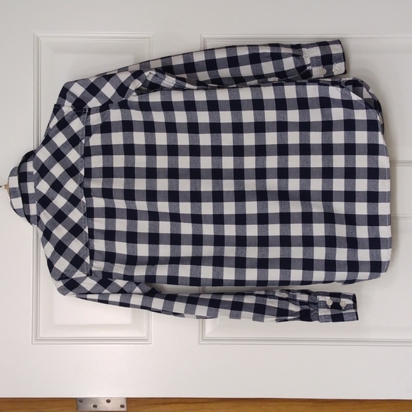 J CREW NAVY & WHITE PERFECT FIT BUTTON FRONT SHIRT - Picture 5 of 6